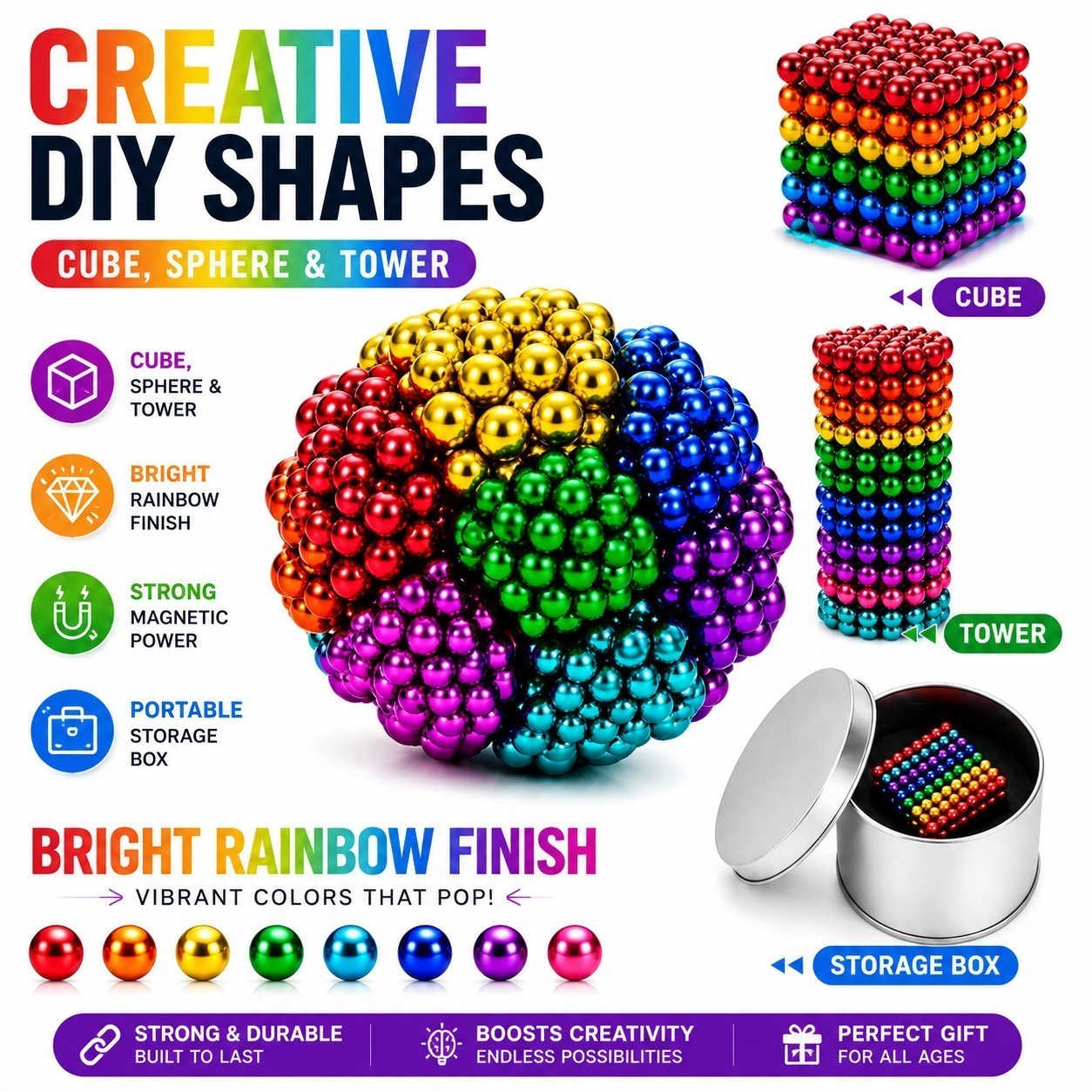 Adult 18+ 512Pcs 3MM Magnetic Beads Creative Building Desk Sculpture Metal Gift