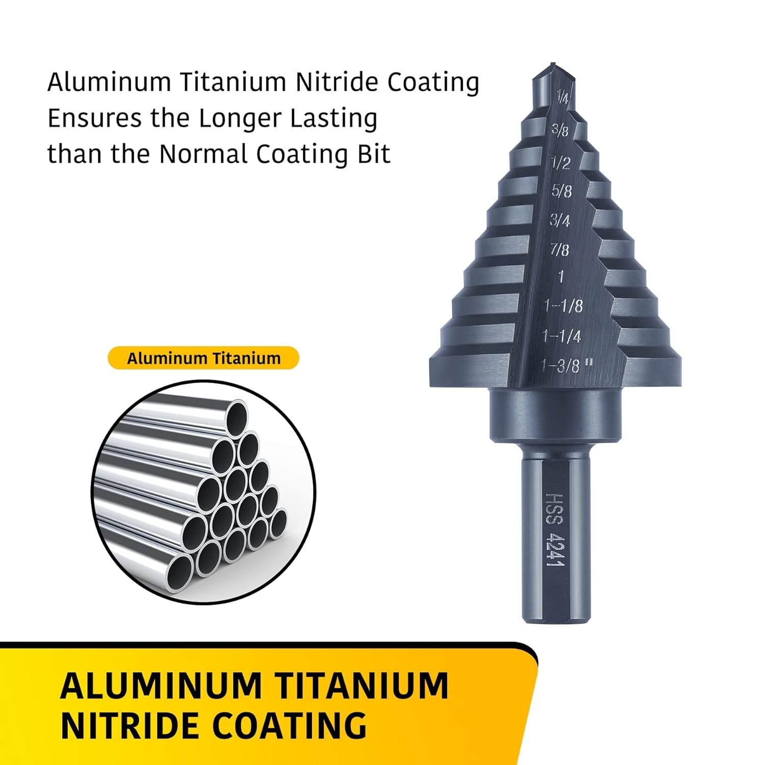 10 Sizes Step Drill Bit for Metal Sheet, 1/4 to 1-3/8 Inches High Speed…