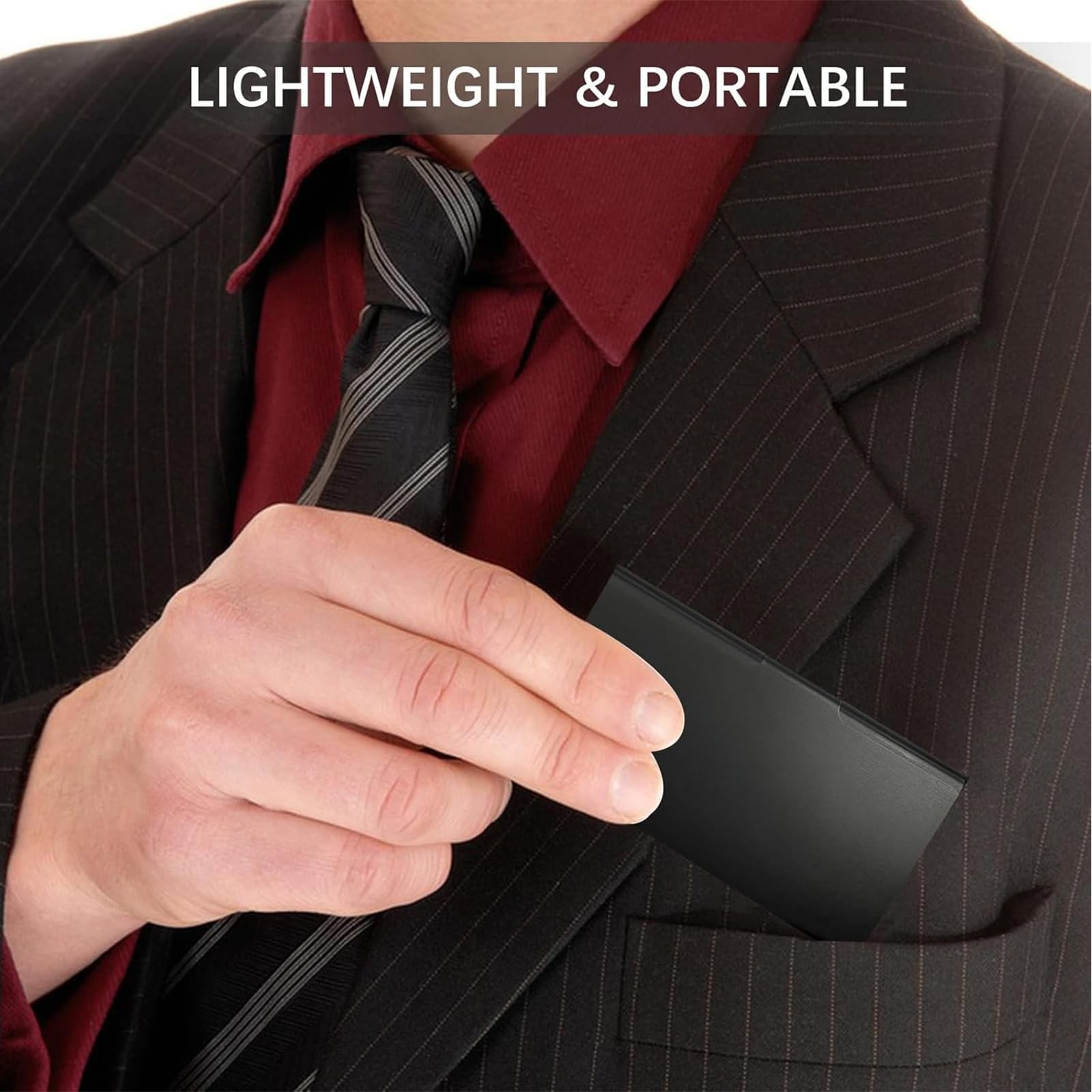 WBHLMZIR 4 Pack Slim Business Card Holder Case for Men 10mm, Black