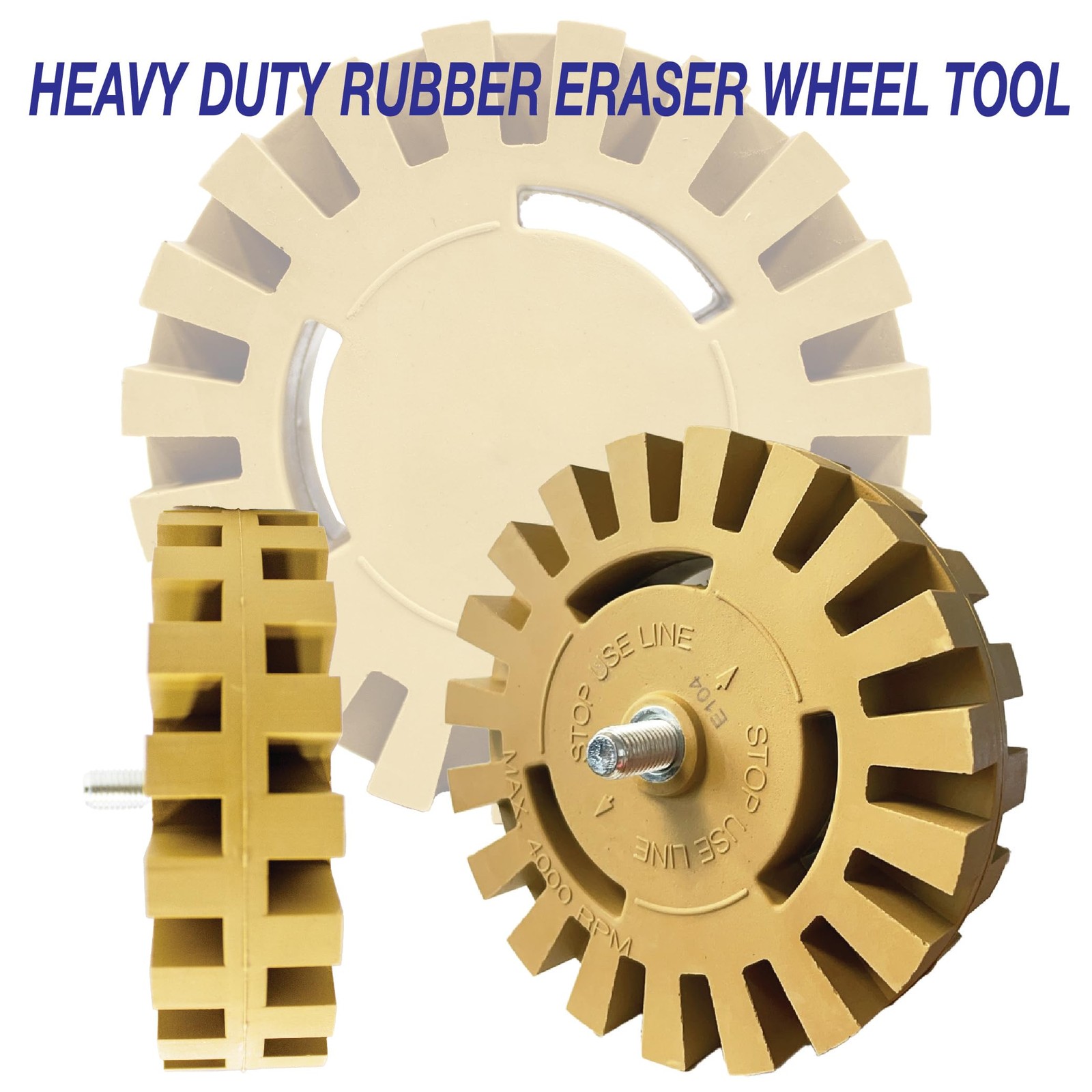 LAUCO Decal Remover Eraser Wheel Kit with Drill Adapter (4 Inch) – Heavy Duty