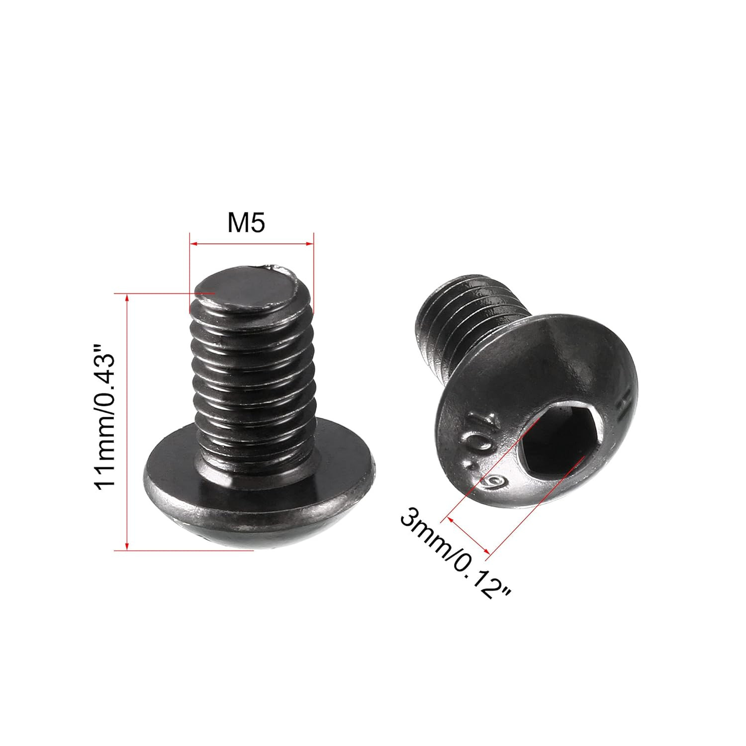 M5X8Mm 10.9 Alloy Steel Button Head Hex Socket Cap Screw Bolt 100Pcs