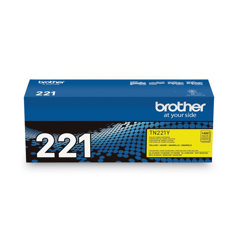 Brother TN221Y 1400 Page-Yield TN221Y Toner – Yellow New