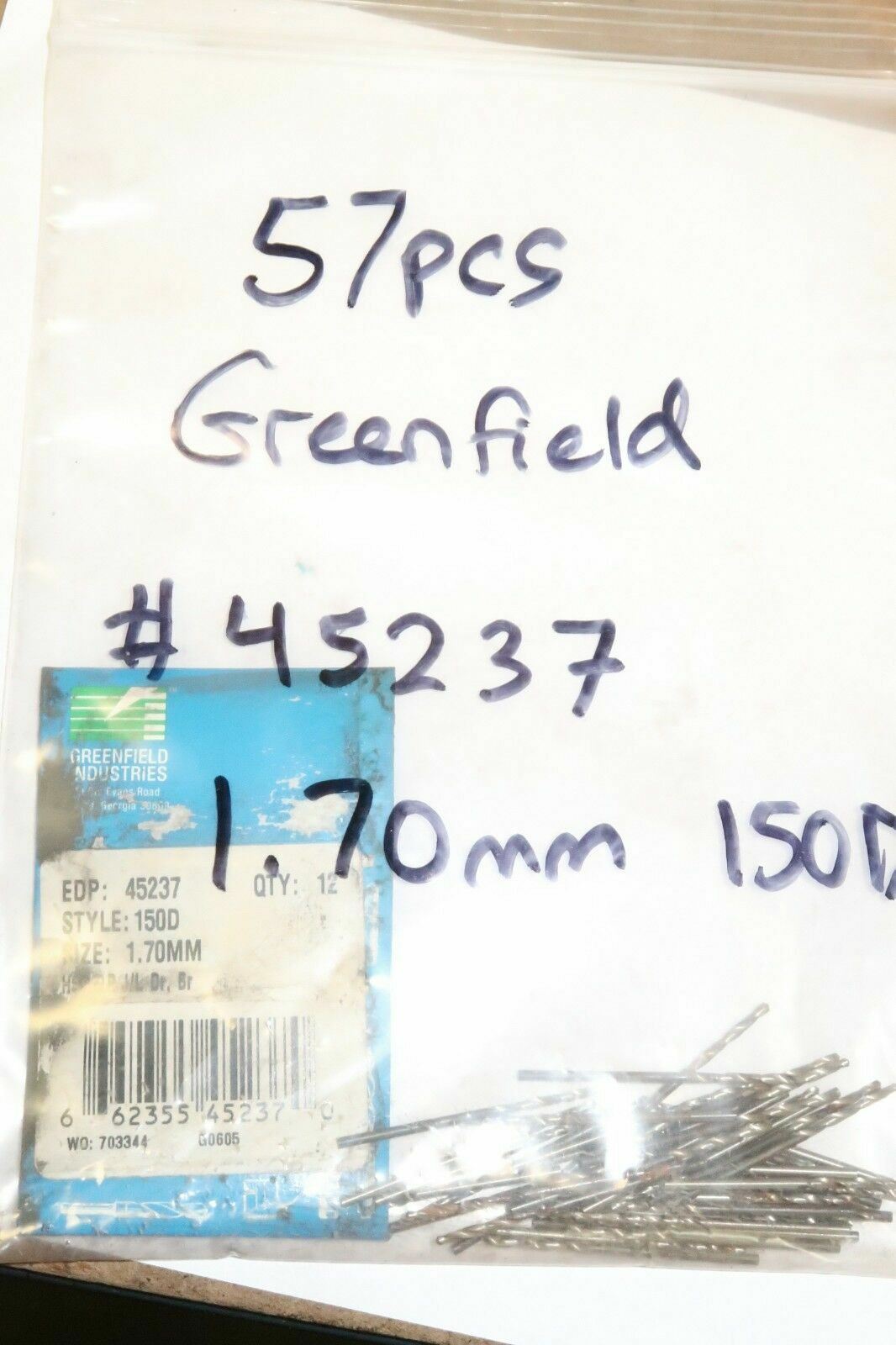 12 pcs GREENFIELD 1.70mm Jobber Length Drills 150D Bright Finish 45237 USA