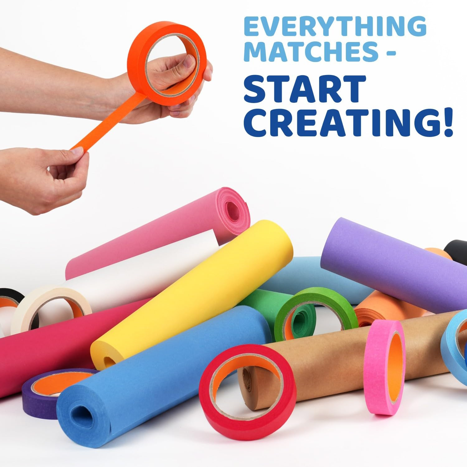 12 Rolls of 12″ X 100′ Colored Kraft Paper and 12 Rolls of Colored Masking Tape
