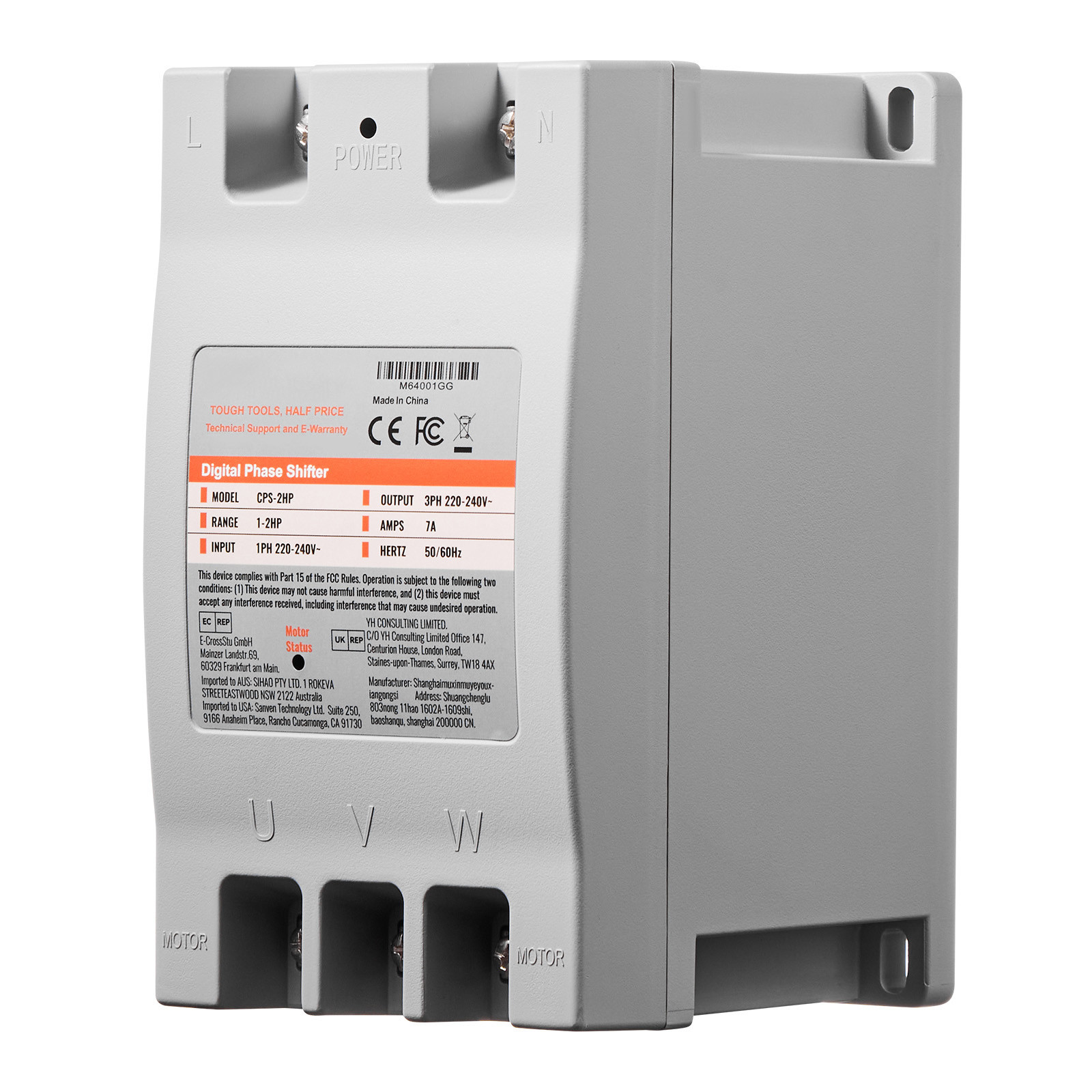 2HP Single 1 Phase to 3 Phase Converter Digital Phase Shifter 220V-240V