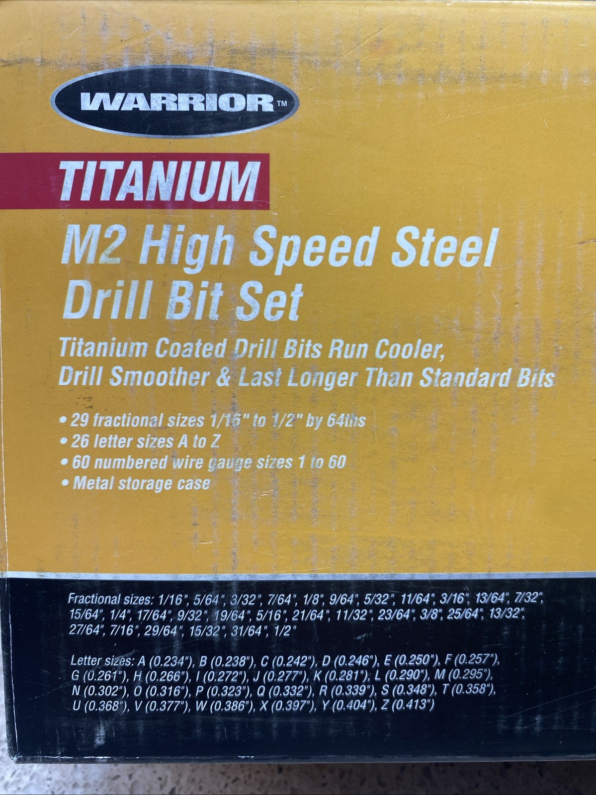 NEW WARRIOR M2 High Speed Steel Drill Bit Set Titanium Coated 115 Piece 61543