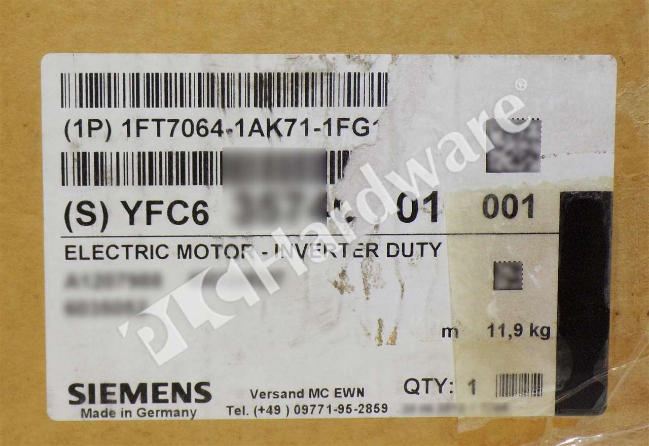 Surplus Sealed Siemens 1FT7064-1AK71-1FG1 1FT7 064-1AK71-1FG1 2.59kW Motor Read