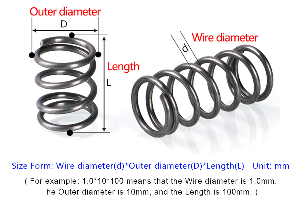Compression Spring 0.3mm 0.4mm Wire Dia Length 5-50mm Pressure Compressed 10pcs