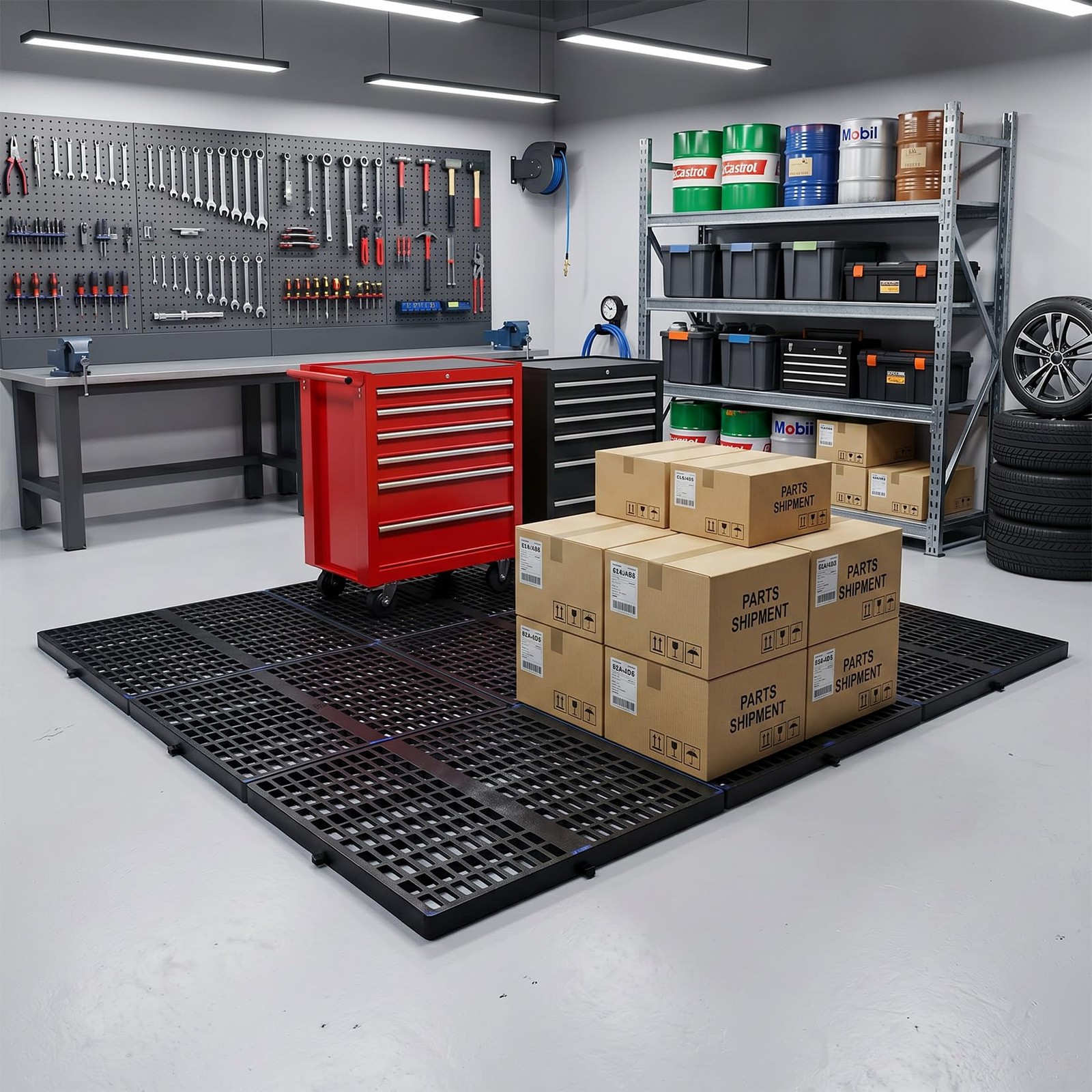 6/12/18-Pack Waterproof Plastic Pallets, 23.6″x11.8″, for Garage Basement Use