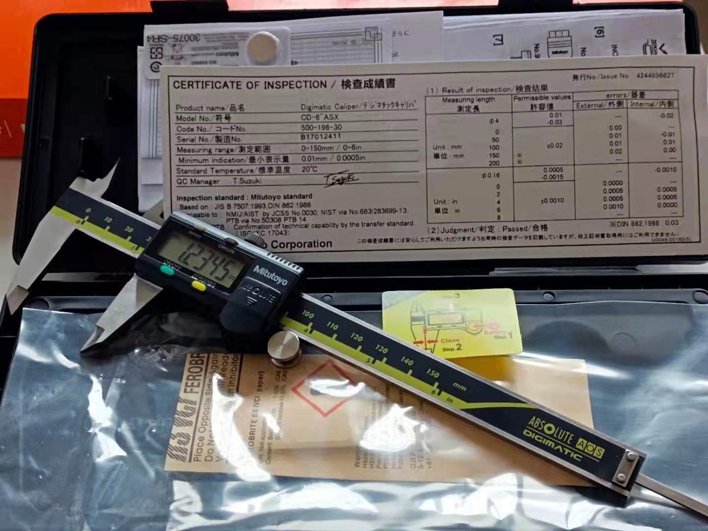 150mm/0-6 Absolute Digital Digimatic Vernier Caliper Mitutoyo Japan 500-196-30