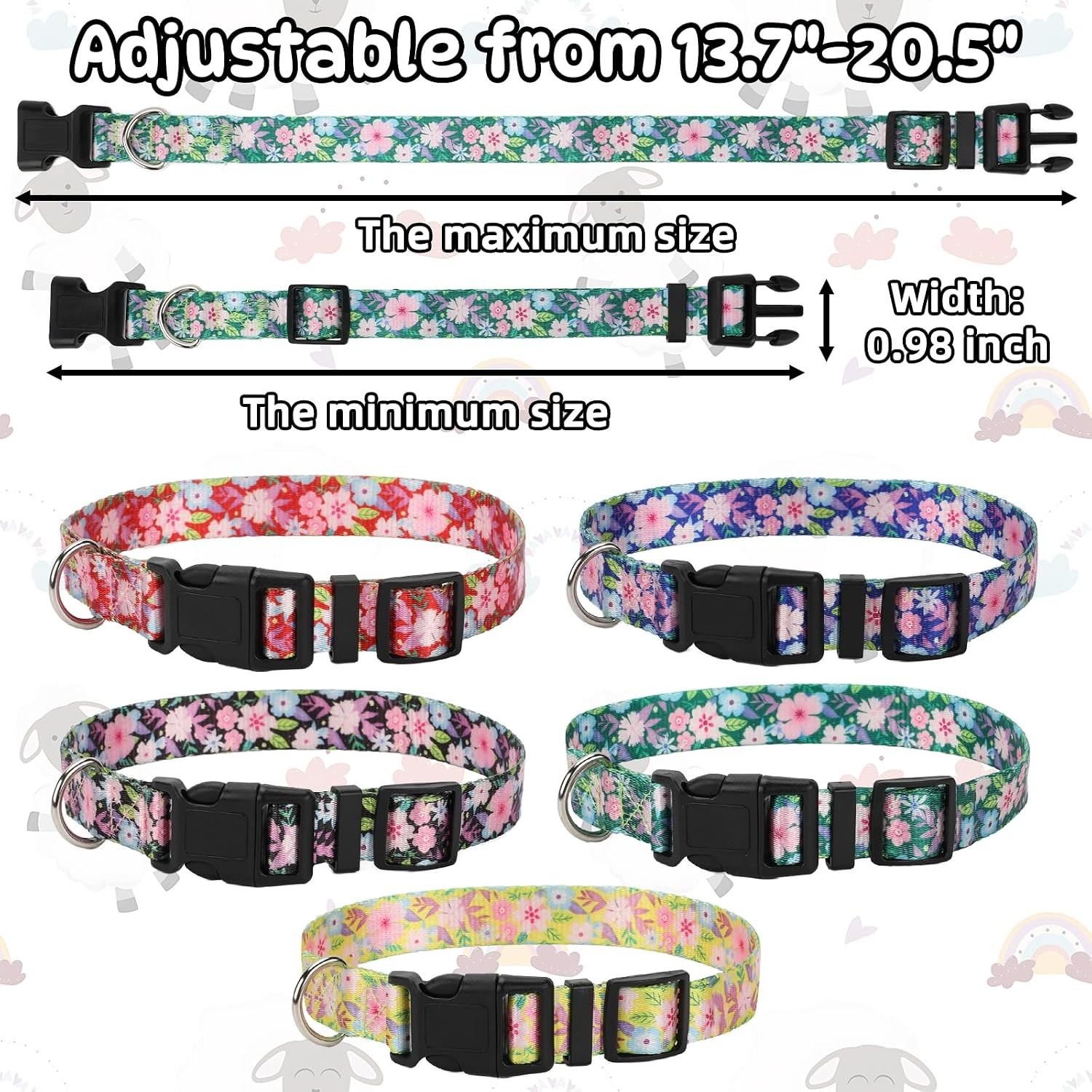 5 Pack Goat Collars with Bells, Adjustable Nylon Collar Set pet and Horse Sheep