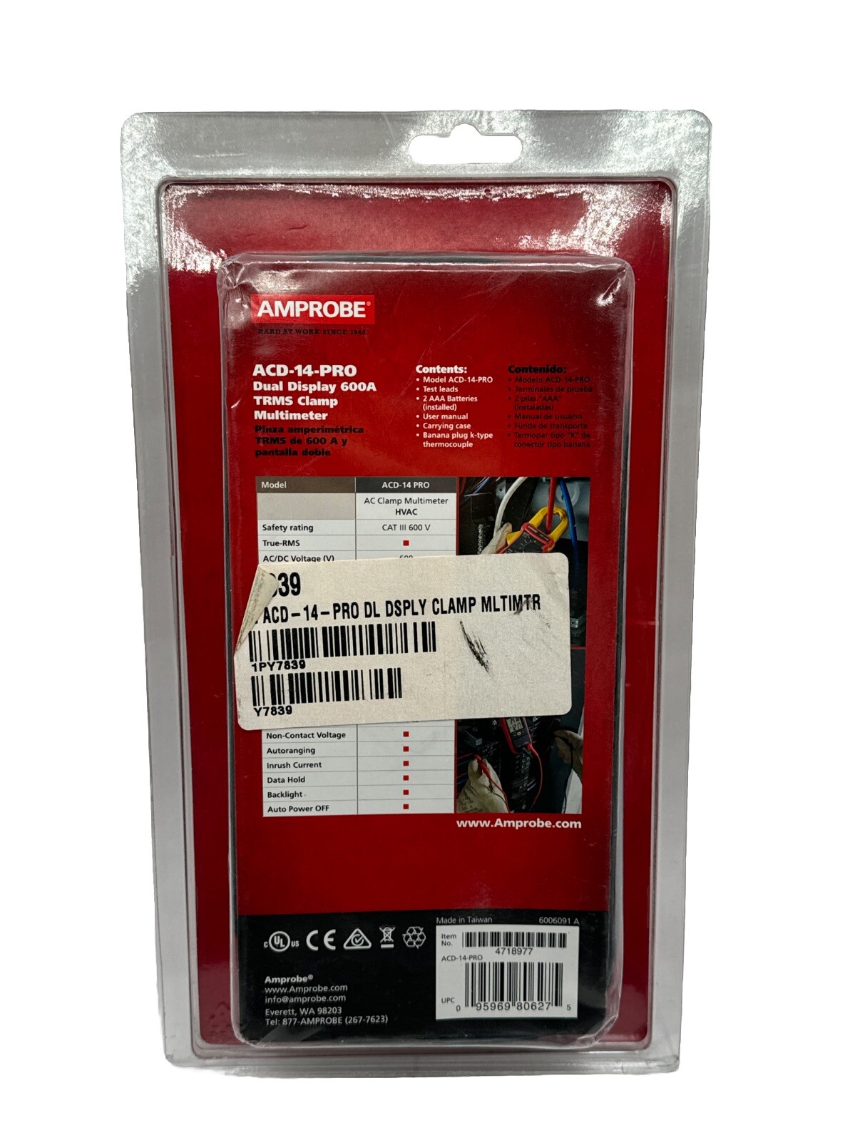 Amprobe ACD-14-PRO Digital Clamp Multimeter Black New Free Ship USA Seller Fluke