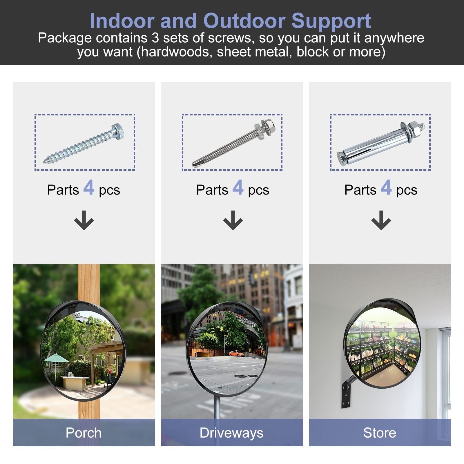 16″ Adjustable Convex Security Mirror – Shatterproof Acrylic for Traffic, Parkin