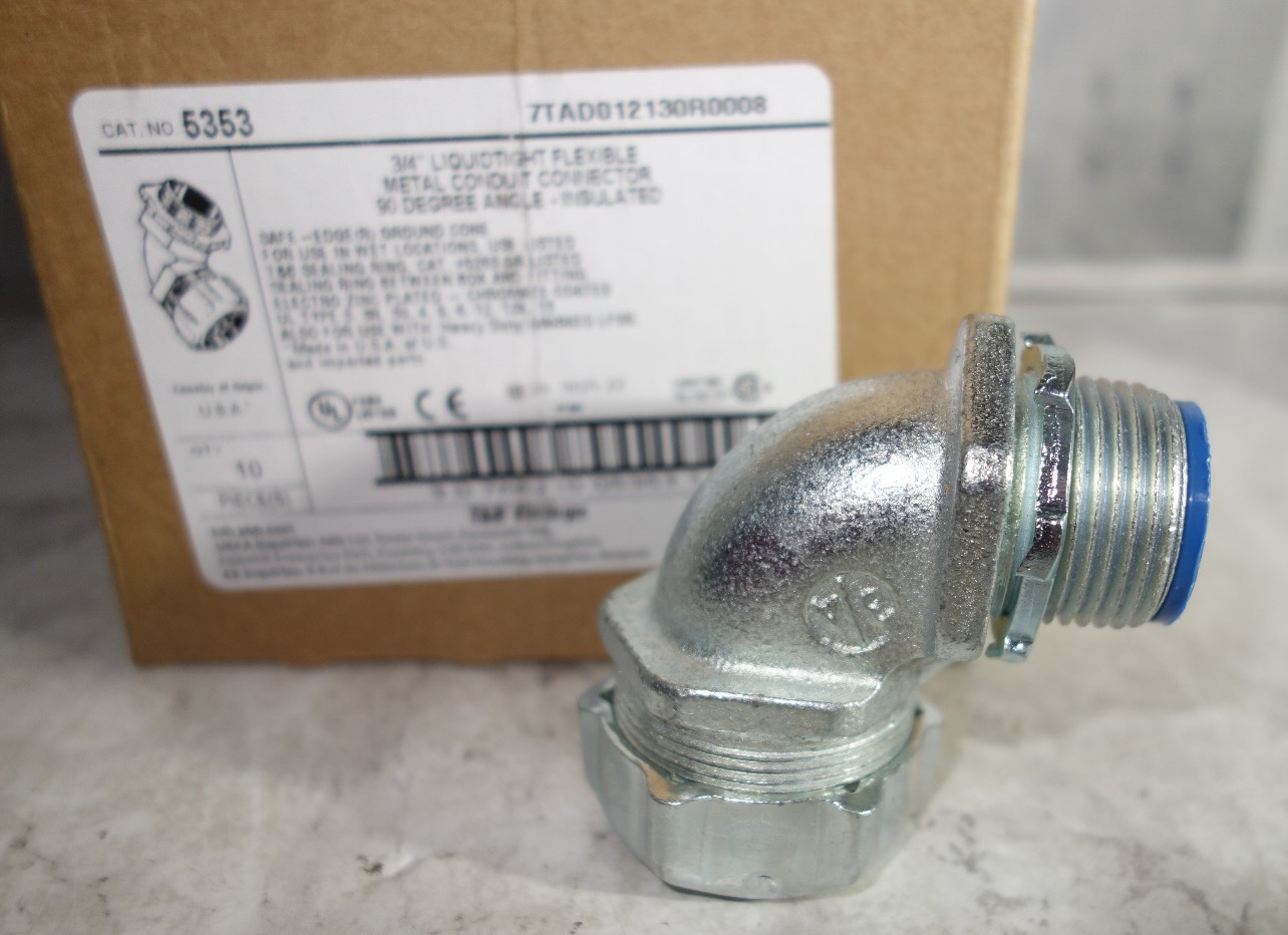10 Thomas Betts 5353 Liquidtight Flexible Metal Conduit Connector 90 Degree 3/4″