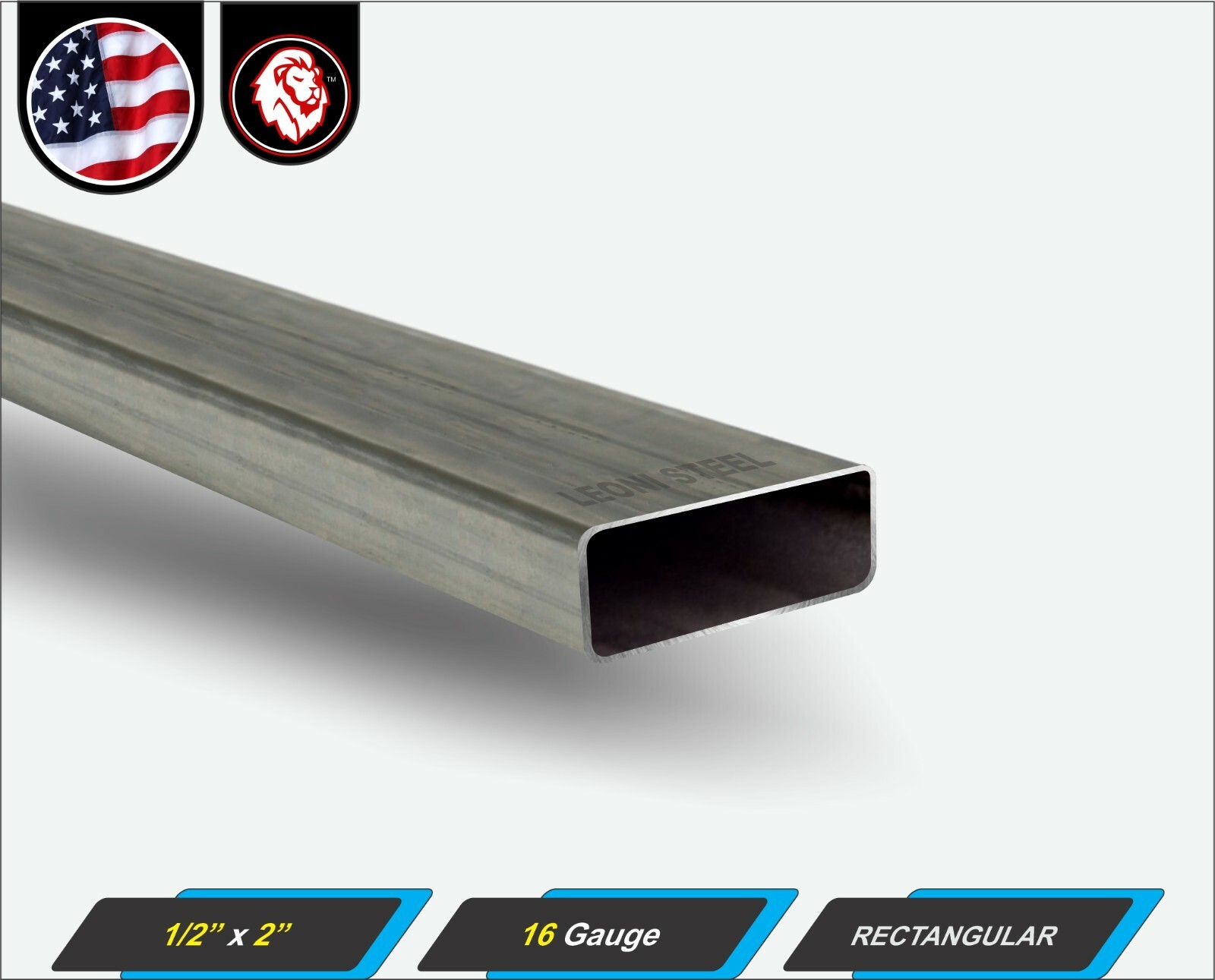 1/2″ x 2″ Rectangular Tube – Mild Steel – 16 gauge – ERW – 48″ inch long (4-ft)