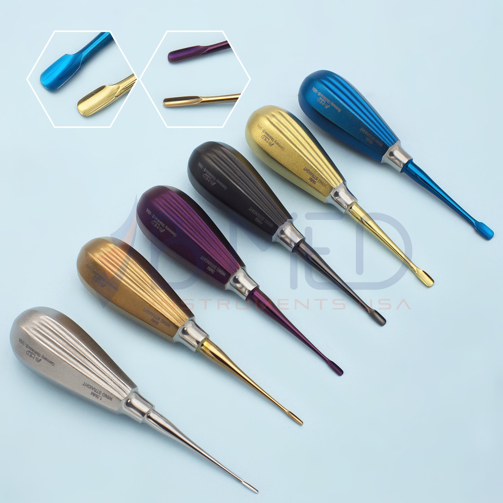 Dental Wing Winged Root Elevators Set Titanium Luxating PDL Surgical Veterinary
