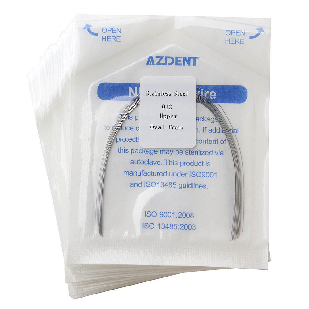 AZDENT Dental Super Elastic Stainless Steel Arch Wires Round Ovoid /Natural FDA