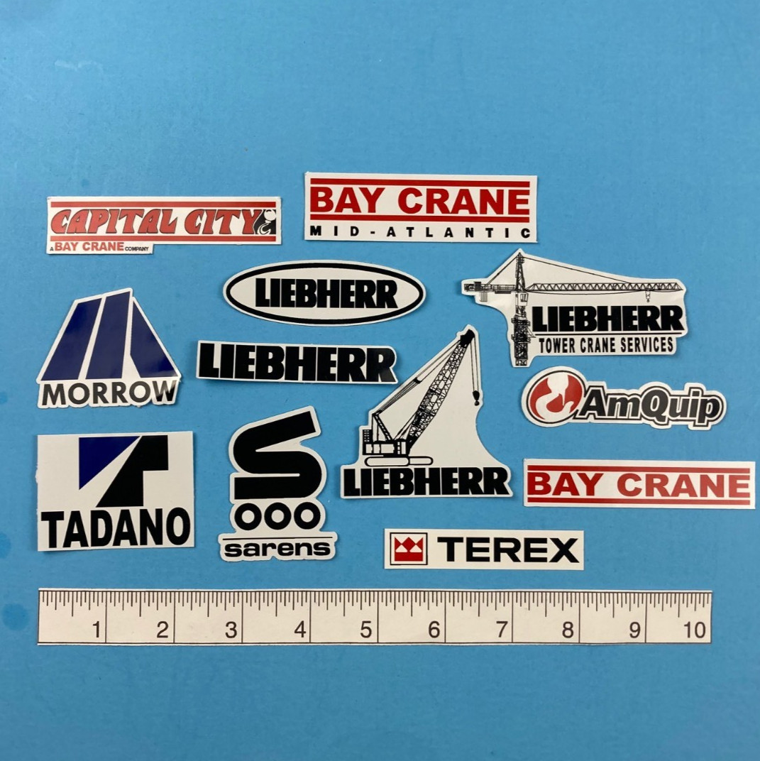Hard Hat Decal Stickers Bay Crane LIEBHERR TEREX SARENS TADANO MORROW AmQuip