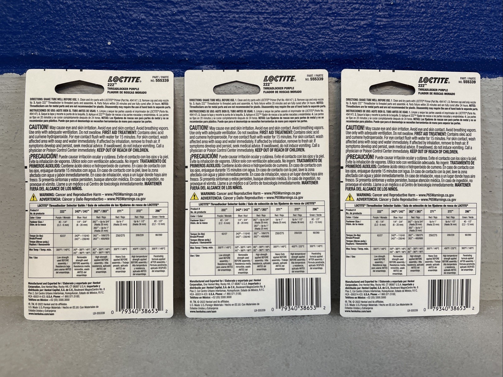 Loctite 222 Threadlocker Purple Low Strength .20oz 555339 Lot Of 3 Tubes New