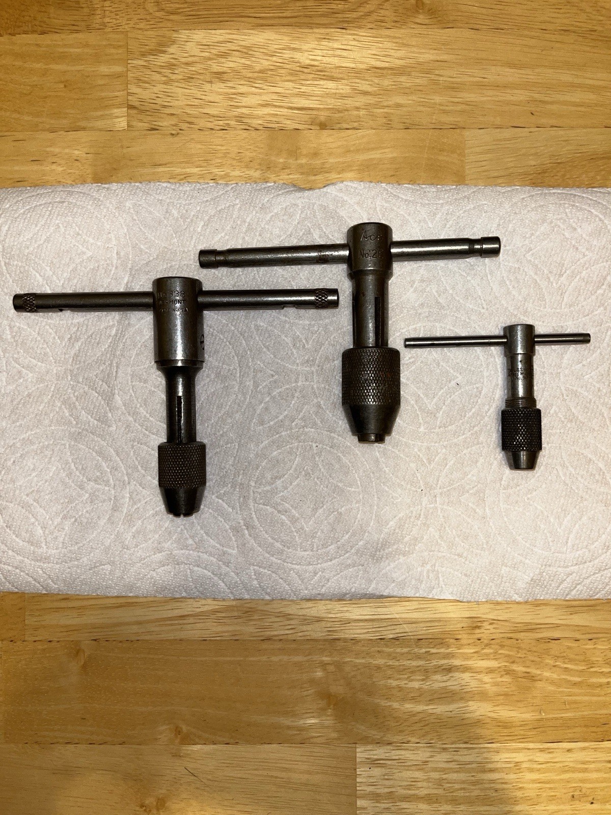 Vintage T-Handle Tap Wrenches #338 Vermont, Ace #2E, L.S.Starlett Co. #93-A￼￼