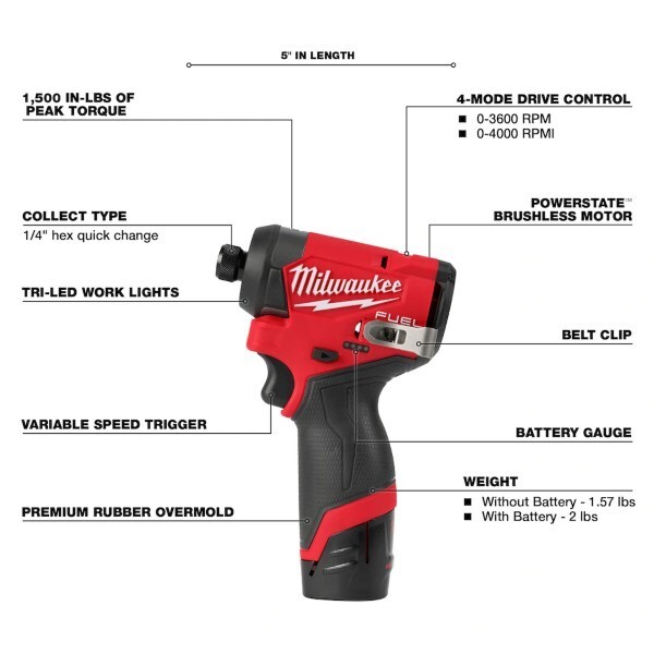 Milwaukee CANADA 12V Li-Ion Brushless Cordless 1/4 in Hex Impact Driver Kit