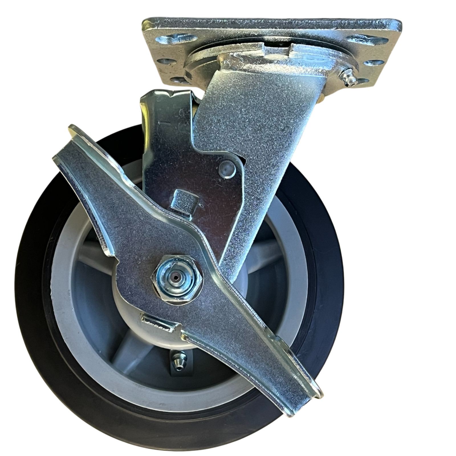 Black Non-Marking Rubber 6″ x 2″Swivel with Brake Caster