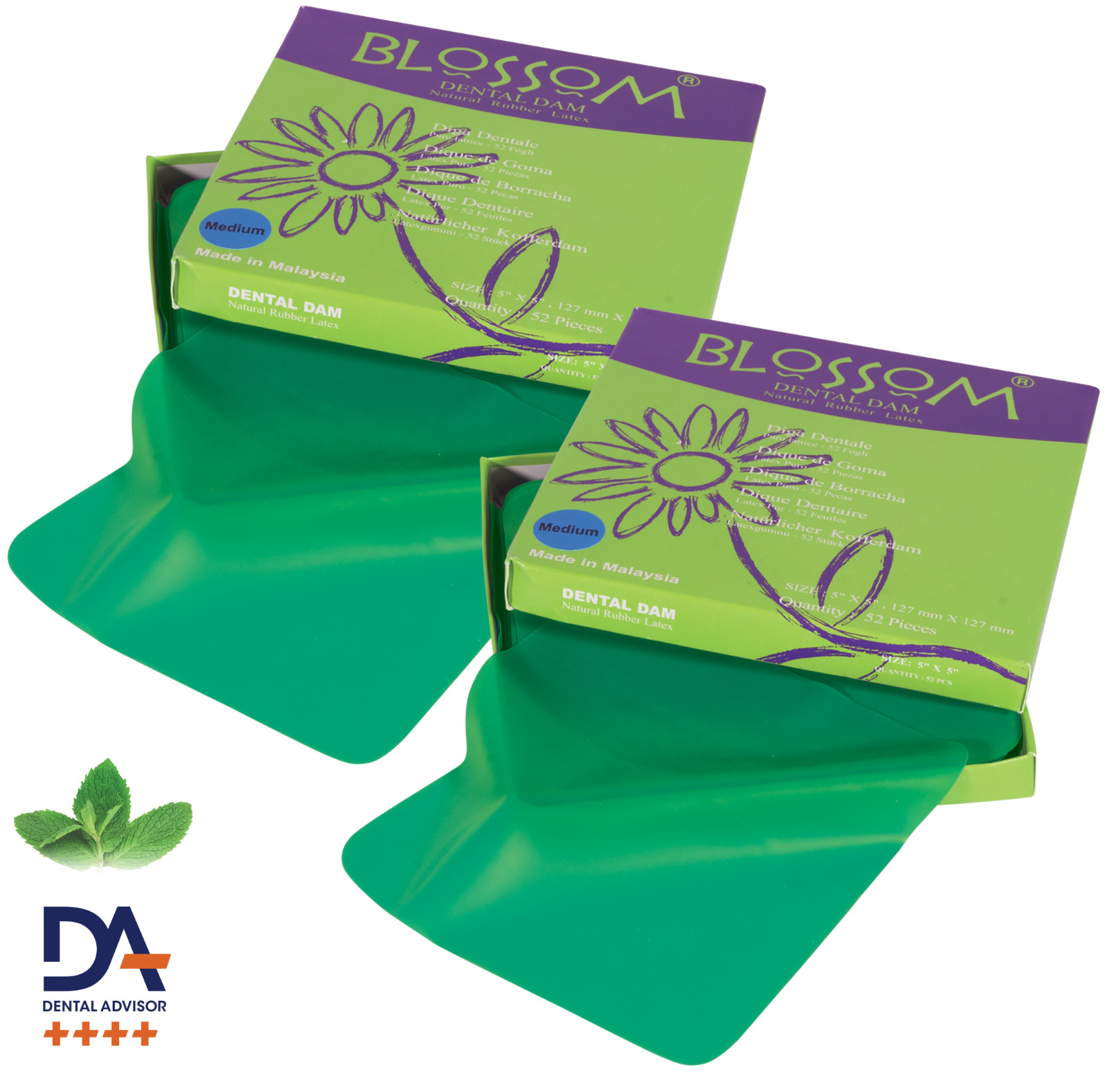 2 X Green Dental Dam 5 × 5″ Rubber Latex Clinical Isolation Barrier Sheet 104Pcs
