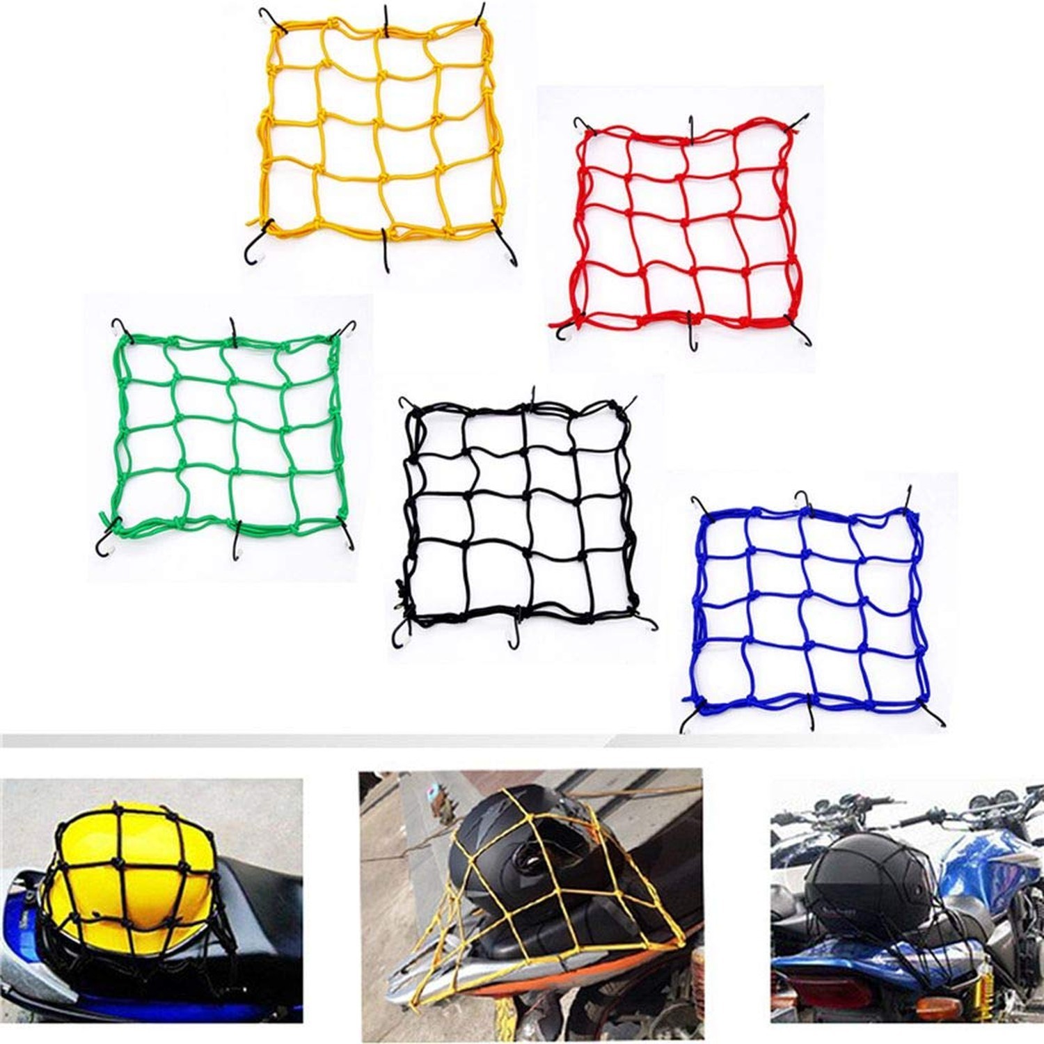 2 PCS Cargo Net,11.8 inch x11.8 inch Rack Elastic Storage Net 6 Adjustable Ho…
