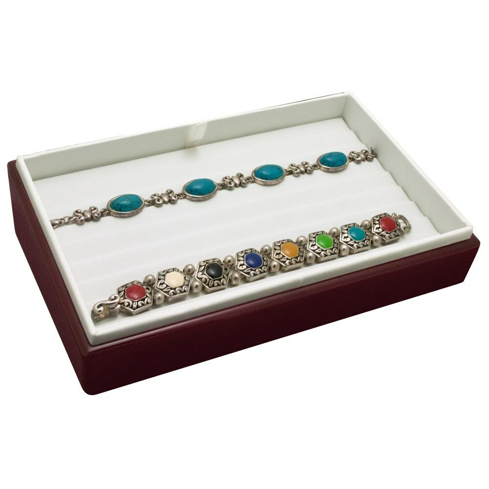 Red Rosewood 8 Slot Jewelry Bracelet Display Tray Bracelet Display