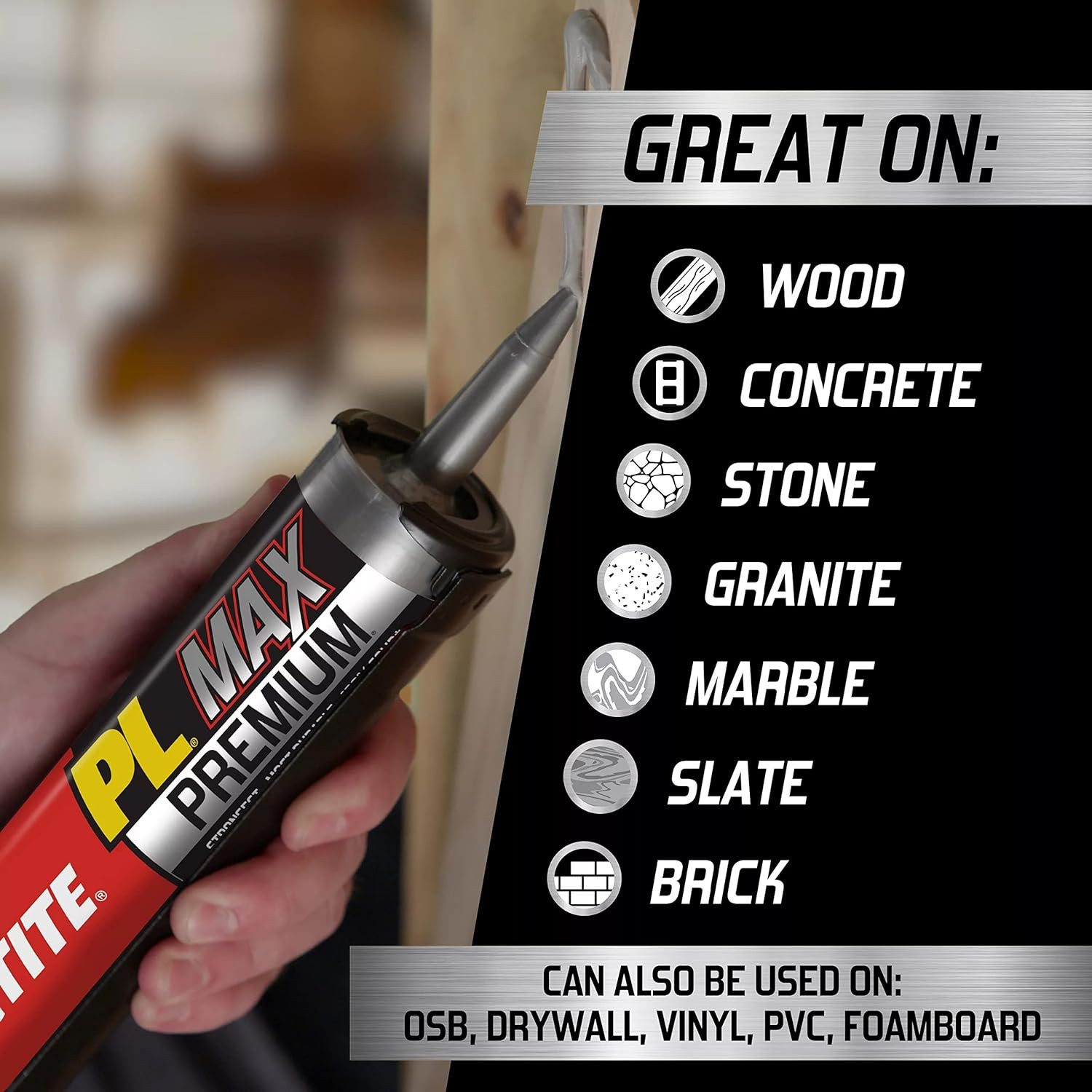 PL Premium Max Construction Adhesive, Versatile Construction Glue for Wood, Conc