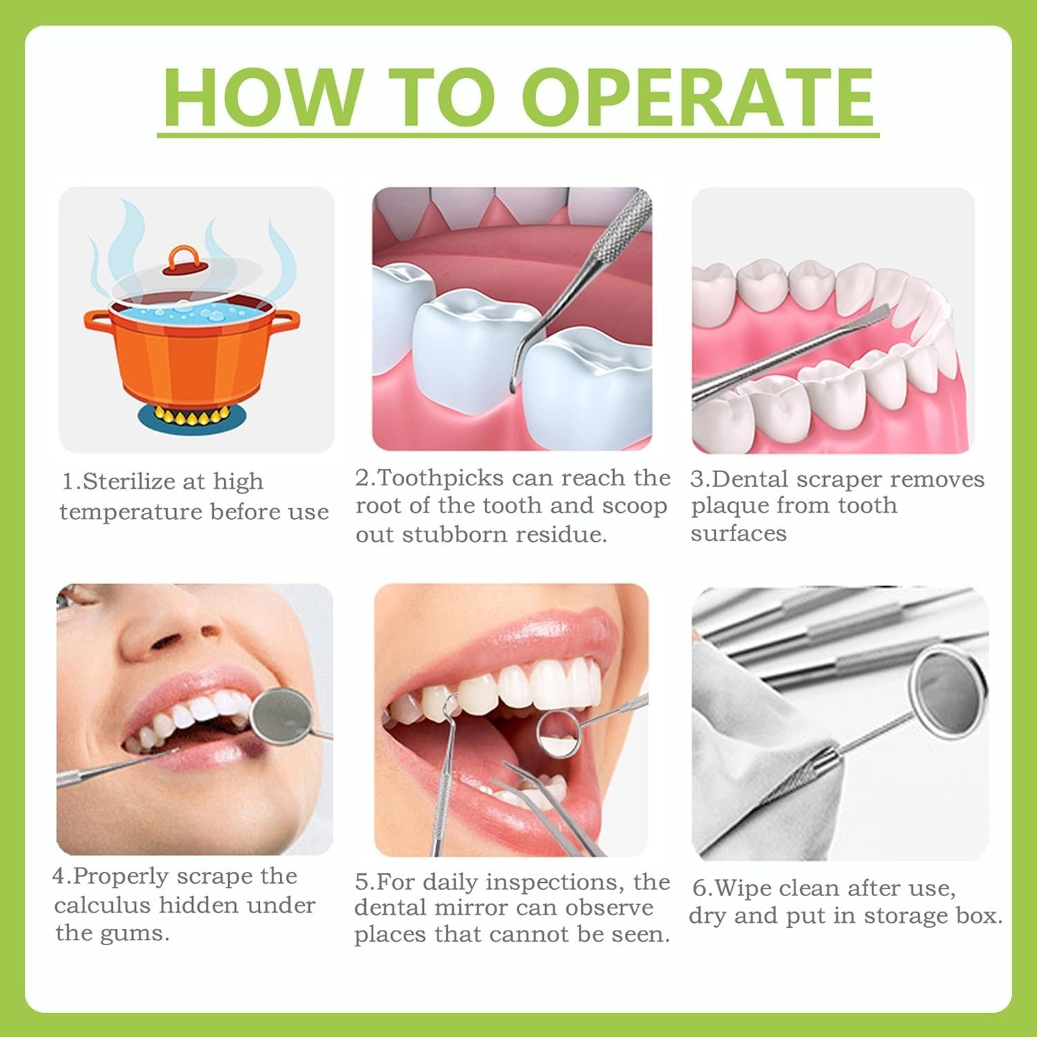 7Pcs Dental Tools, Dental Pick Teeth Cleaning Tools Hygiene Kit, Professional St