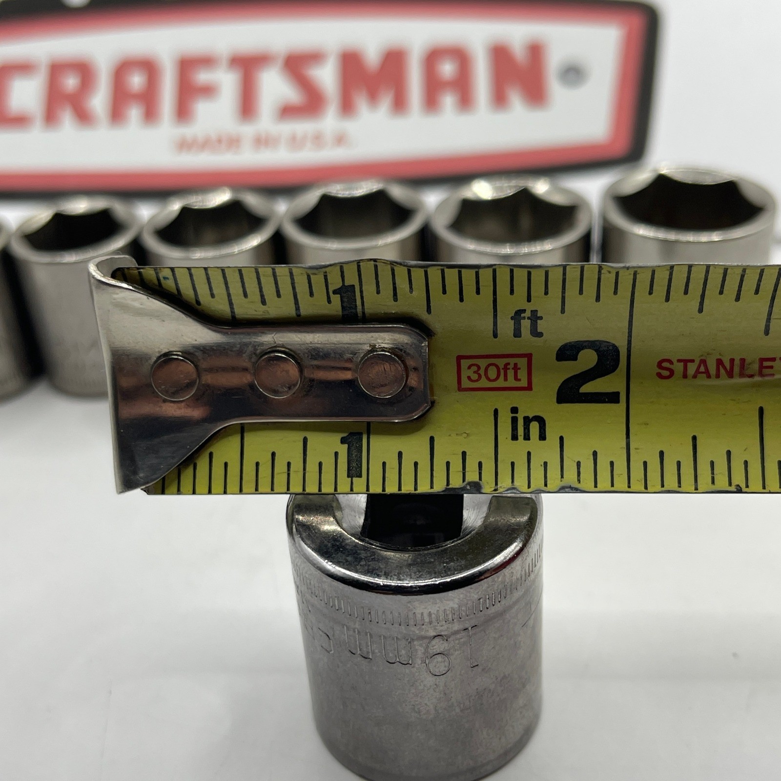 Craftsman 10pc Metric 6 Point Socket Set 10mm-19mm 3/8 Drive Made in USA Vintage