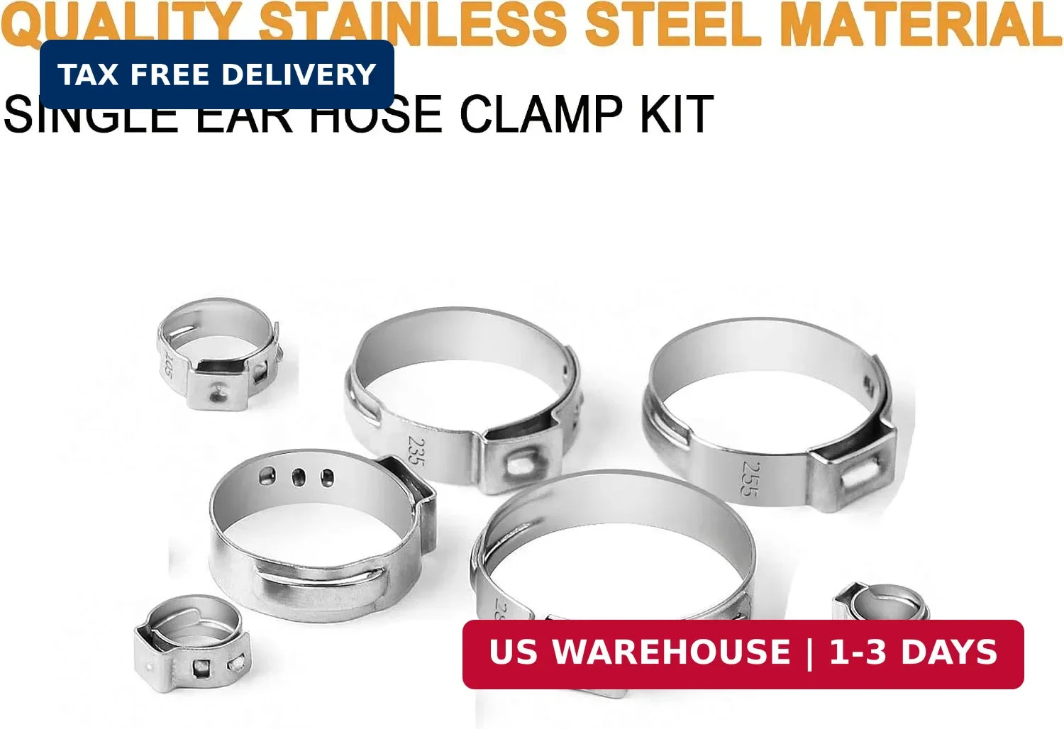 Single Ear Hose Clamps, Oetiker Clamps, 92Pcs(6.0mm-22.6mm) Crimp Pipe Clamps As