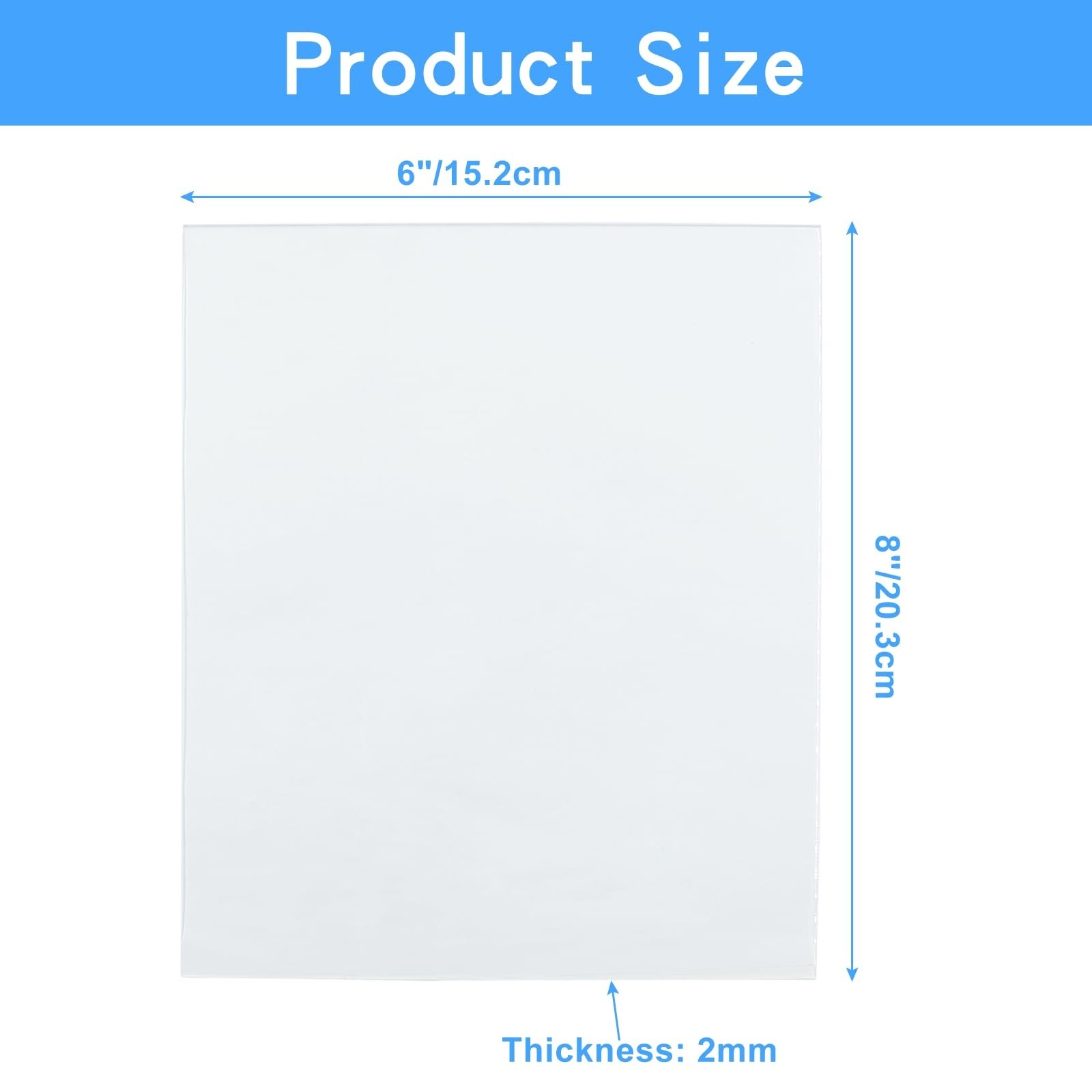Hitefu 6 Pack Clear Acrylic Sheets 0.08” Thick – 6″ x 8″ Transparent Plast