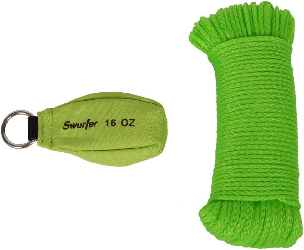 16 Oz Arborist Throw Weight Bag Rope Launcher and 150 1/8 Arborist Throw Line