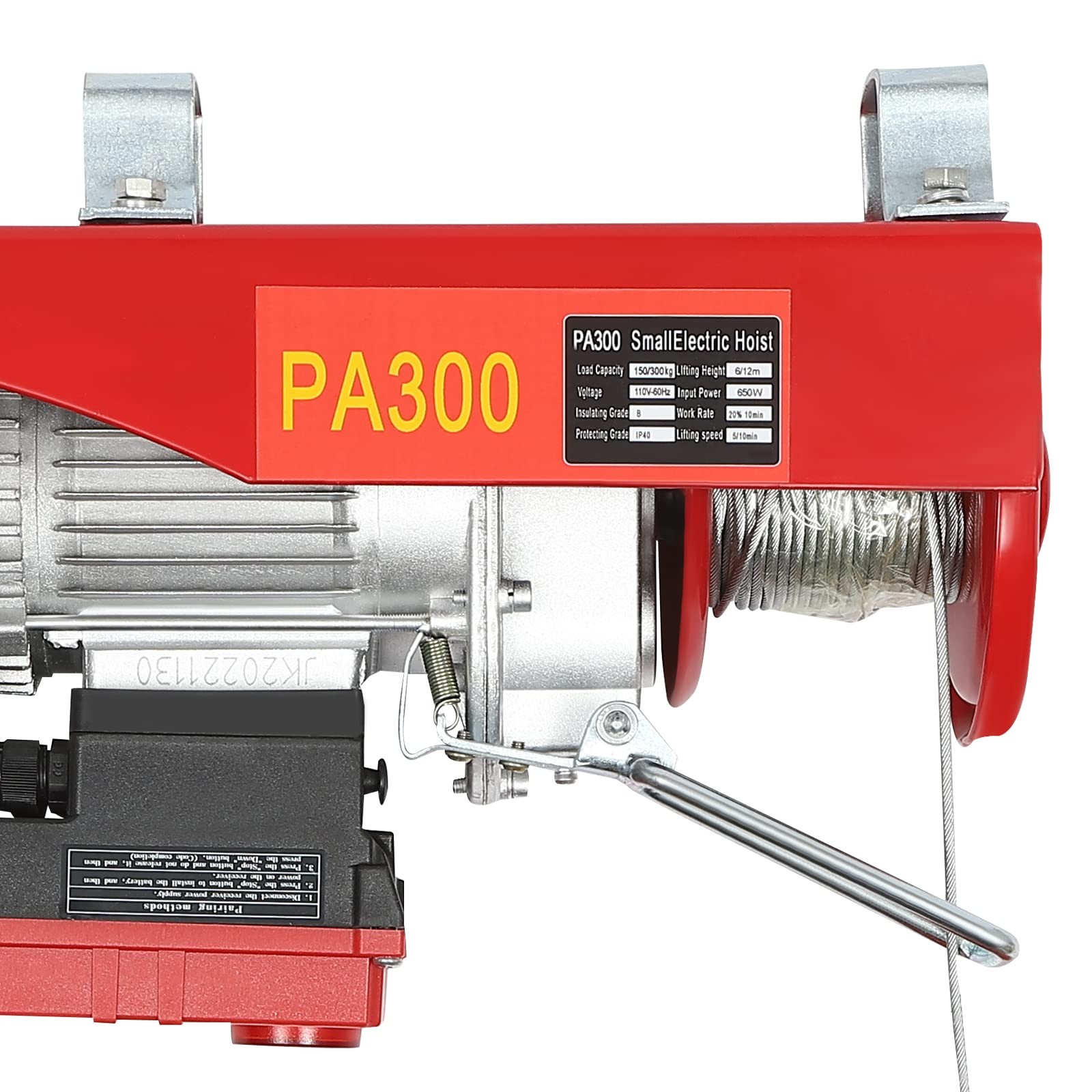660LBS Electric Hoist with Wireless Controller and Slings 110V 650W 20-39 FT
