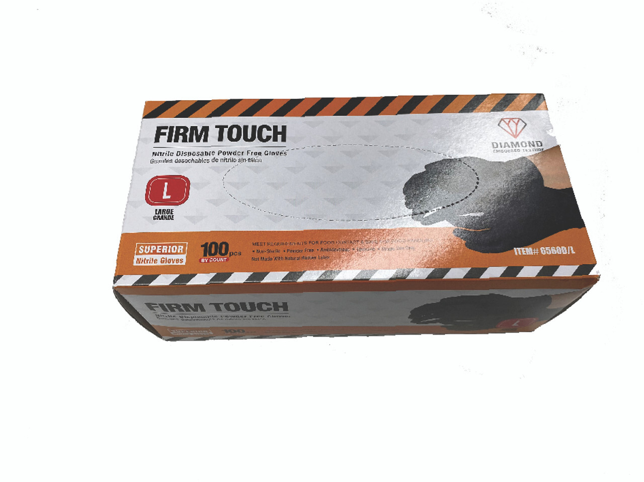 Firm Touch Black Nitrile Disposable Gloves 8 Mil Raised Diamond Texture, 100/box