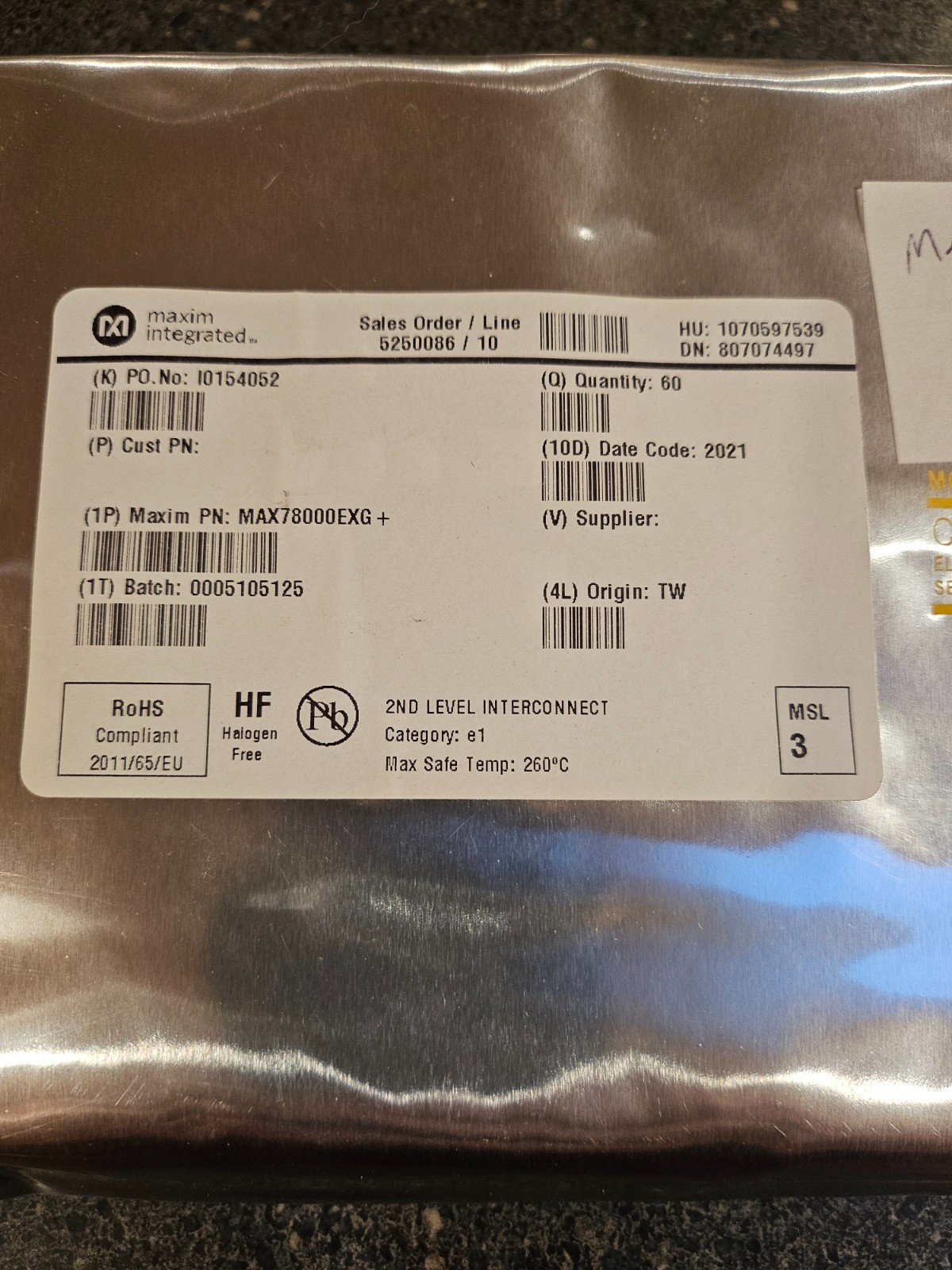 Analog Devices / Maxim MAX78000EXG+ IC MCU 32BIT 512KB FLASH 81CTBGA QTY 60