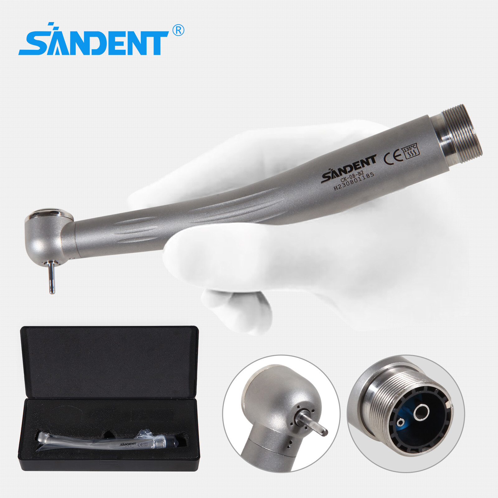 Dental High Speed Handpiece Ceramic Bearing Push Button 2 Holes Single Way Spray