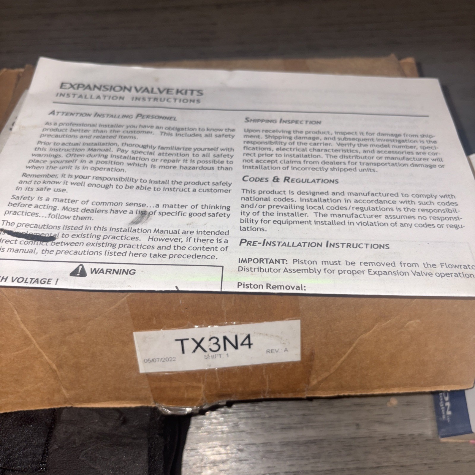 TX3N4-NAE 3 ZAA CHA 0151R00176 Thermal Expansion Valve Kit 3 TON-Emerson-New
