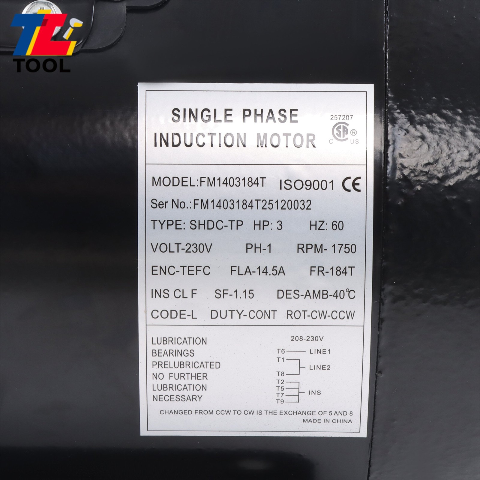 Farm Duty 3HP Motor 1800 RPM TEFC 184T 1 Phase 208/230V 60Hz Reversible