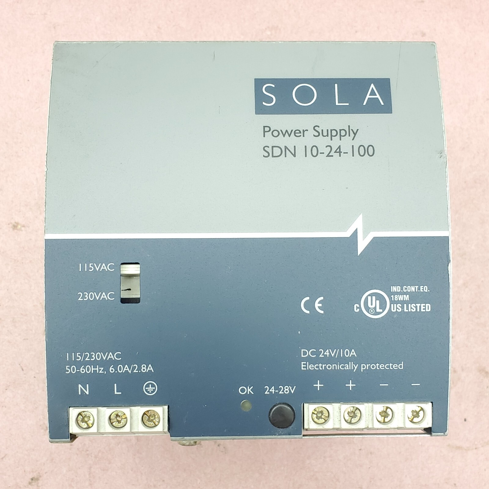 SOLA SDN 10-24-100 Power Supply 24VDC @ 10 Amps w/ 115/230 VAC Input – Perfect
