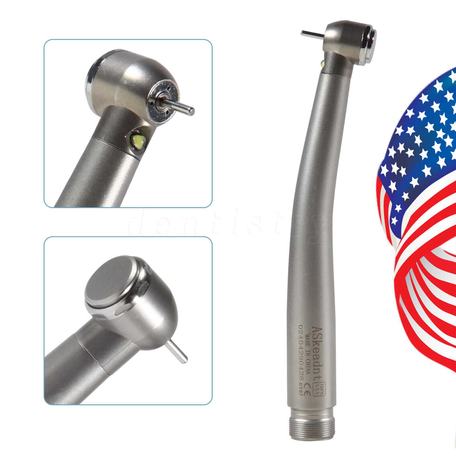 Dental Integrate LED E-generator High Speed Handpiece Stainless Body Push 2 Hole