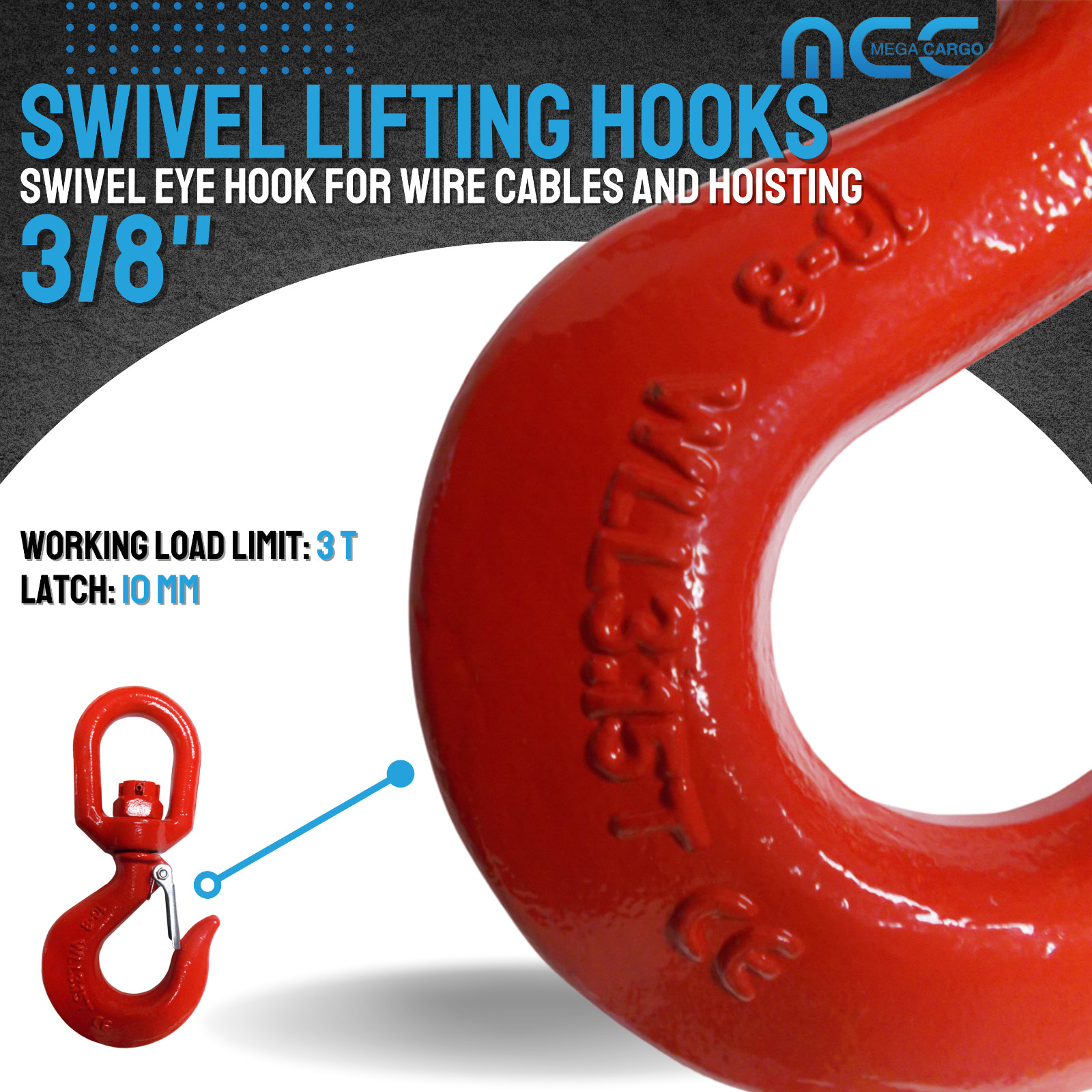 G80 Heavy Duty 1.2T – 5T Swivel Lifting Hook w/ Latch for Lifting Hoist Rigging