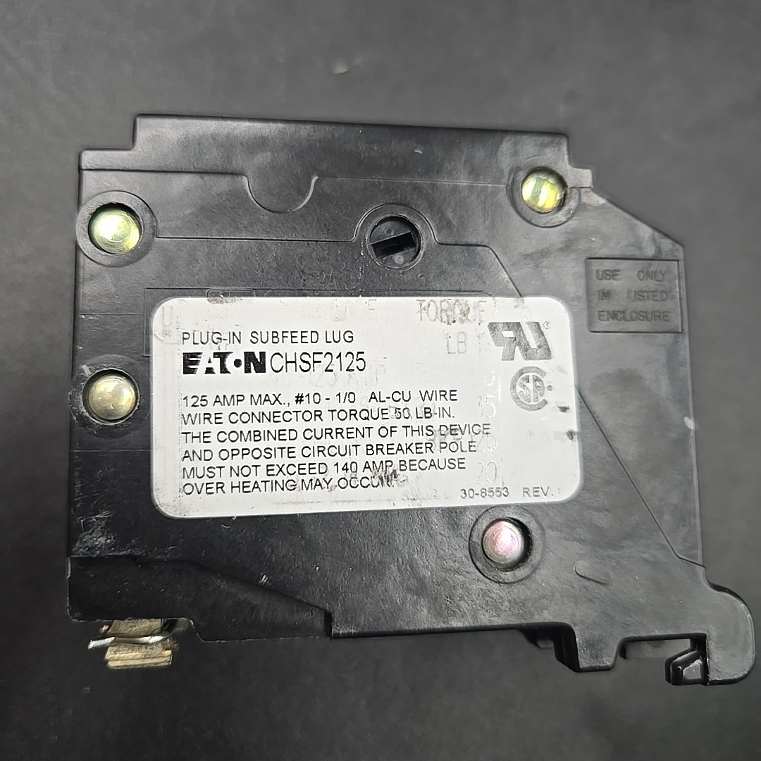 Eaton CHSF2125 Plug-In Subfeed Lug 125 Amp 2 Pole