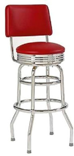 Banded Swivel Seat Retro Stools w/ Backs, Heavy Duty – Red or Black New