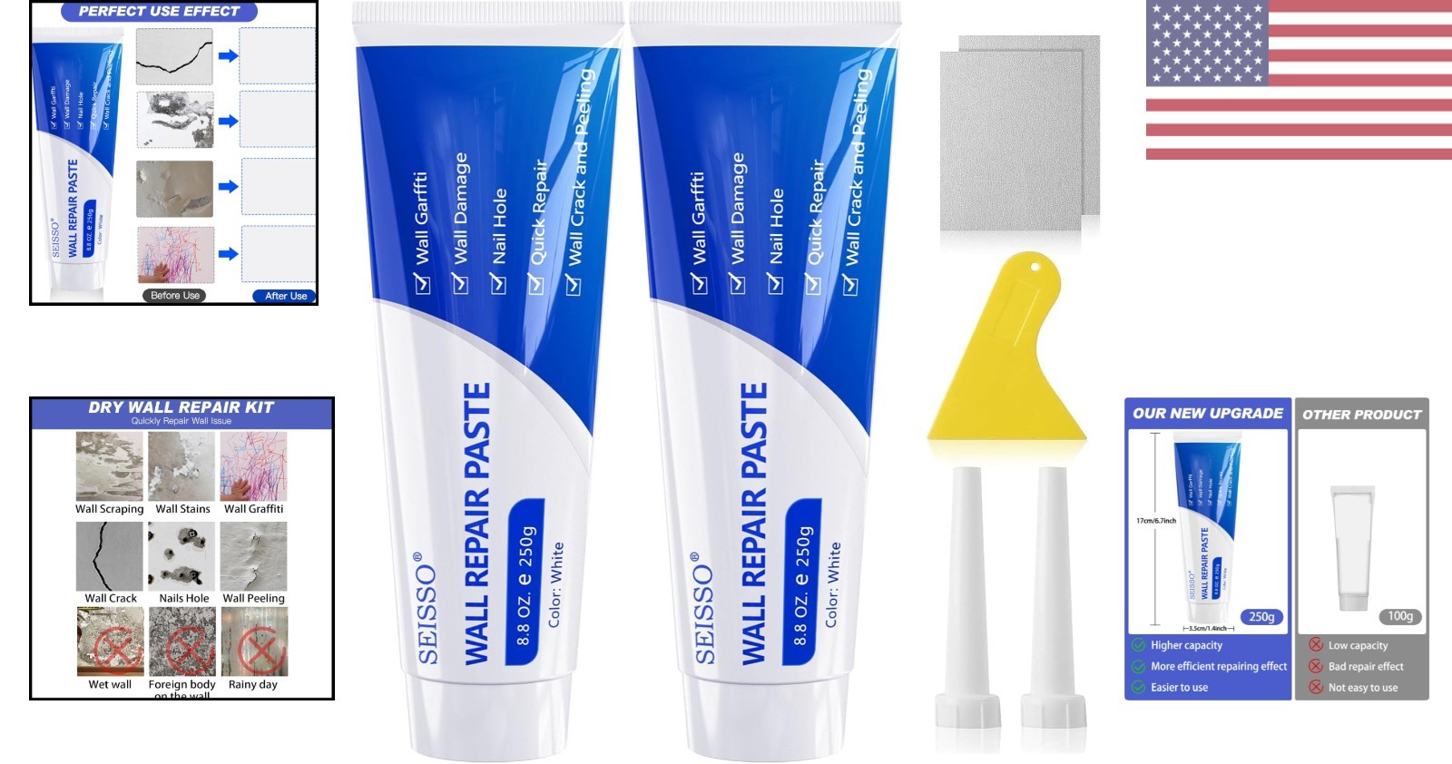 Rapid Wall Repair Solution – 500g Fast-Drying Spackle with Tools Included