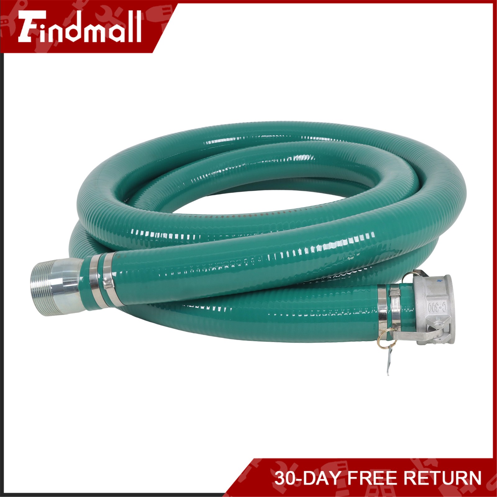 Findmall 3 inch Suction Hose Pump Kit Includes 65ft Blue Hose & 20ft Green Hose