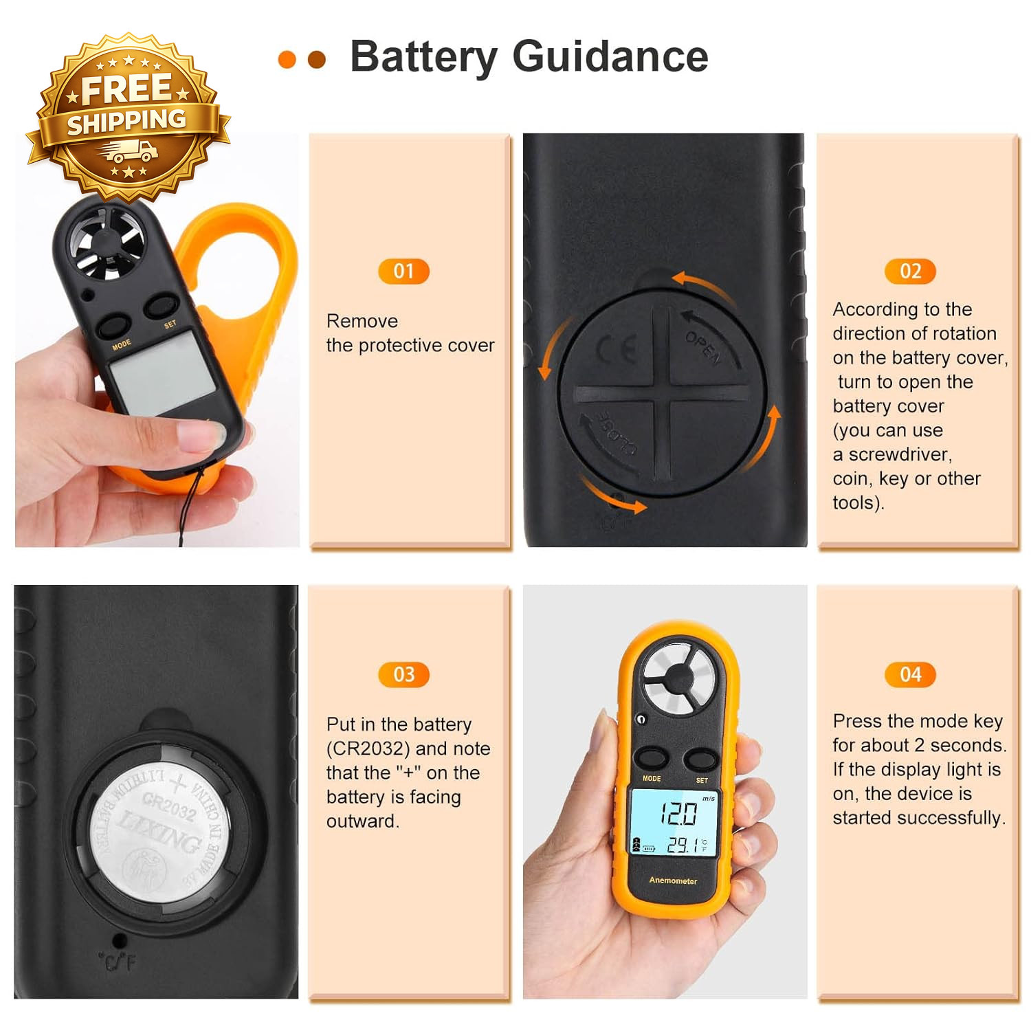 Anemometer Handheld Light Weight Digital Wind Speed Meter Wind Speed Temperature