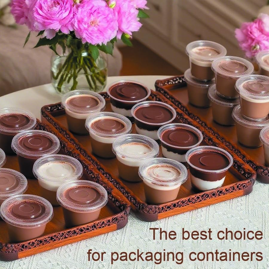 50 Sets 9 Oz Clear Disposable Plastic Portion Cups With Lids, Disposable Cups…
